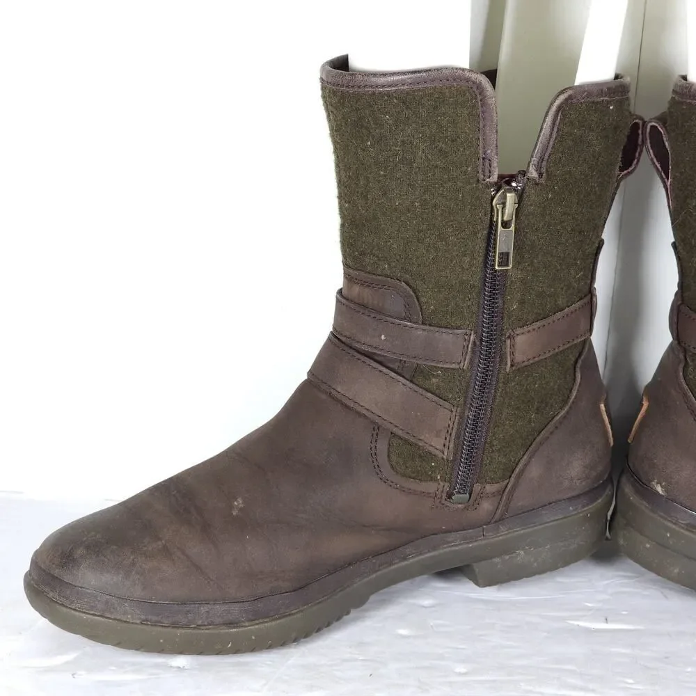 UGG Women's Simmens US 7 Brown Leather Lined LaceUp Waterproof Winter Boots